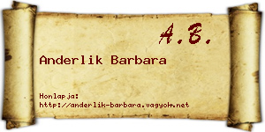 Anderlik Barbara névjegykártya