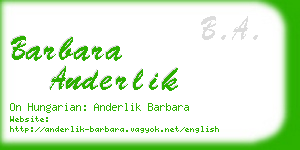 barbara anderlik business card